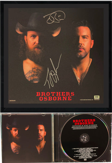 Brothers Osborne Autographed 2023 Self Titled 11x11 Art Card/Album Cover Booklet/CD with Custom Framing- 2 sig- COA-Powers Sports Memorabilia
