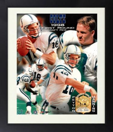 Peyton Manning Indianapolis Colts NFL 8 x 10 Photograph Custom Framing- First Round Pick Rookie Gold- LTD /5000-Powers Sports Memorabilia