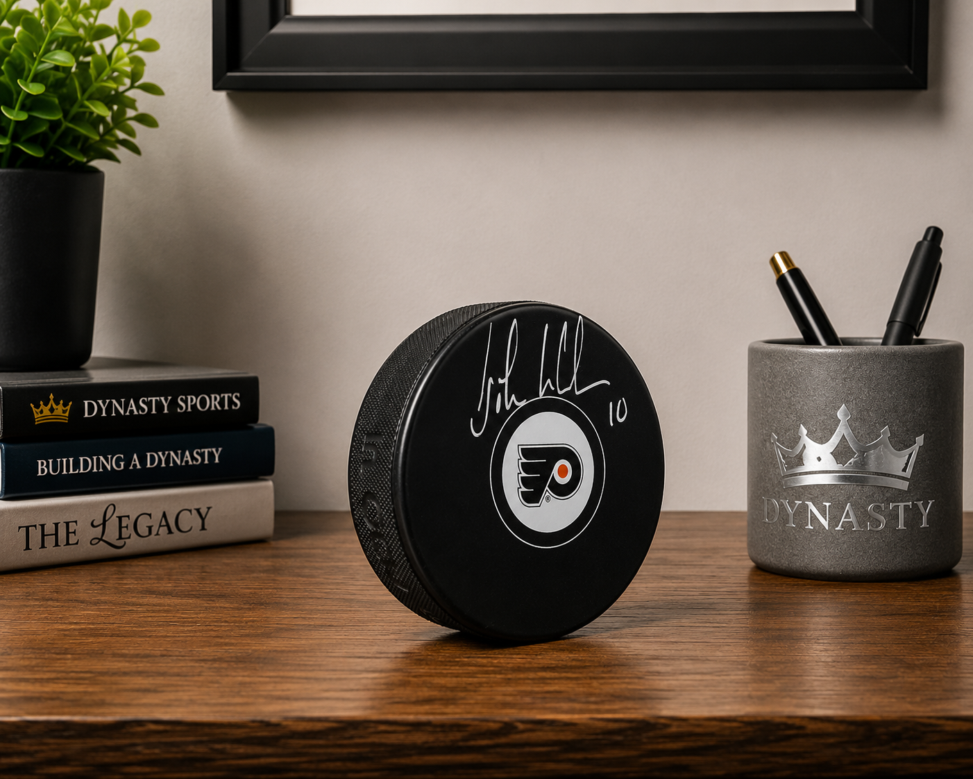 John LeClair Philadelphia Flyers Signed Hockey Logo Puck-Powers Sports Memorabilia