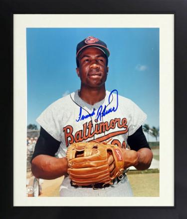 Frank Robinson Autographed Baltimore Orioles MLB Licensed 8 x 10 Photograph imperfect Custom Framing- COA/Show Ticket (HOF/TC)-Powers Sports Memorabilia
