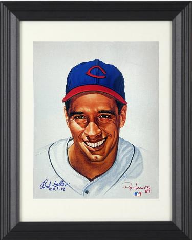Bob Feller Autographed Cincinnati Reds MLB Licensed Ron Lewis 89 8 x 10 Photograph HOF 62 Custom Framing- COA/Show Ticket-Powers Sports Memorabilia