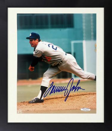 Tommy John Autographed Los Angeles Dodgers MLB 8 x 10 Photograph Custom Framing- Sports World Collectibles #A48500/COA-Powers Sports Memorabilia