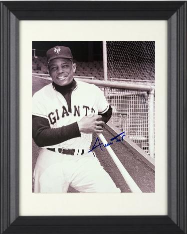 Willie Mays Autographed New York Giants Vintage 8 x 10 Photograph Custom Framing- The Score Board COA-Powers Sports Memorabilia