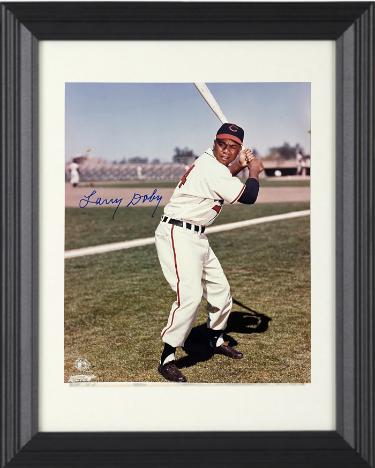 Larry Doby Autographed Cleveland MLB Licensed 8 x 10 Photograph minor dings Custom Framing- COA/CSA Show Ticket/Photograph (HOF/7X AS)-Powers Sports Memorabilia