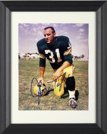 Jim Taylor Autographed Green Bay Packers 8 x 10 Photograph imperfect Custom Framing- COA (HOF/4 X NFL Champ)-Powers Sports Memorabilia