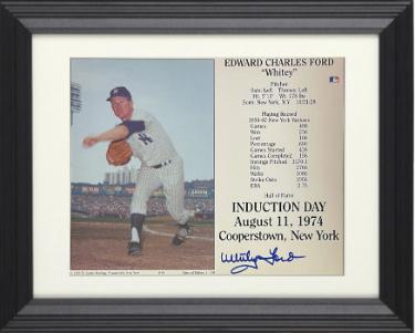 Whitey Ford Autographed New York Yankees MLB Licensed Hall of Fame Induction Day 8 x 10 Photograph/Card Custo Framing- Tuff Stuff COA-Powers Sports Memorabilia
