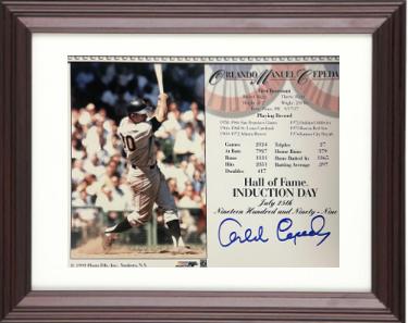 Orlando Cepeda Autographed MLB Licensed Hall of Fame Induction Day 8 x 10 Photograph/Card Custom Framing- Tuff Stuff COA/Show Ticket-Powers Sports Memorabilia