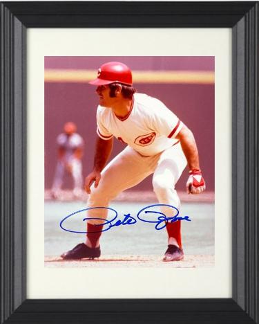 Pete Rose Autographed Cincinnati Reds MLB Licensed 8 x 10 Photograph Custom Framing- COA (HIT KING/4256)-Powers Sports Memorabilia