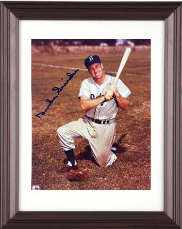 Duke Snider Autographed Brooklyn Dodgers MLB Licensed 8 x 10 Photograph Custom Framing imperfect- Tuff Stuff COA-Powers Sports Memorabilia