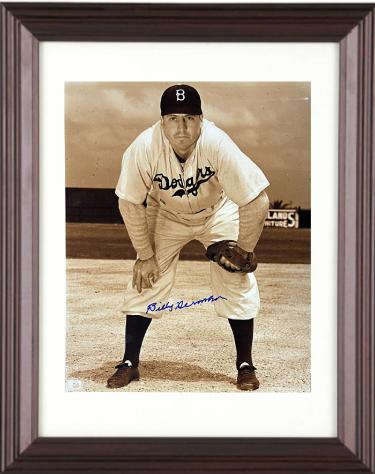 Billy Herman Autographed Brooklyn Dodgers MLB Licensed Sepia Tone 8 x 10 Photograph Custom Framing- COA (HOF)-Powers Sports Memorabilia