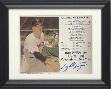 Gaylord Perry Autographed San Francisco Giants MLB Licensed Hall of Fame Induction Day 8 x 10 Photograph/Card Custom Framing- COA-Powers Sports Memorabilia