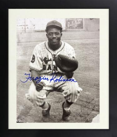 Frazier Robinson Autographed Negro Leagues Vintage B&W 8 x 10 Photograph imperfect Custom Framing- COA/CSA Show Ticket-Powers Sports Memorabilia