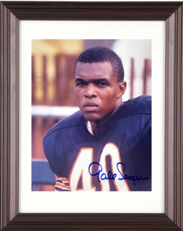 Gale Sayers Autographed Chicago Bears 8 x 10 Photograph imperfect Custom Framing- NFL Alumni LOA-Powers Sports Memorabilia