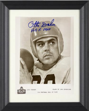 Otto Graham Autographed HOF Enshrinee Class of 1965 B&W 8 x 10 Photograph HOF 1965 Custom Framing- COA/Show Ticket-Powers Sports Memorabilia