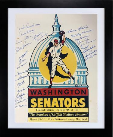 Washington Senators Griffith Stadium Reunion 16 x 20 Photograph 26 sigs/150 Beckett Framing– Killebrew/Pascual/Sievers/Mincher/Vernon-Powers Sports Memorabilia
