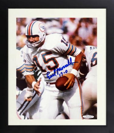 Earl Morrall Autographed Miami Dolphins 8 x 10 Photograph 17-0 Custom Framing- Sports World Collectibles #A48502/COA-Powers Sports Memorabilia