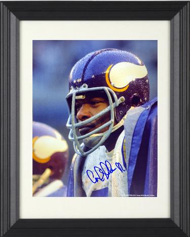 Carl Eller Autographed Minnesota Vikings NFL 8 x 10 Photograph #81 imperfect Custom Framing- COA (HOF/Purple People Eaters)-Powers Sports Memorabilia