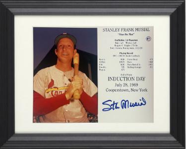 Stan Musial Autographed St. Louis Cardinals MLB Licensed Hall of Fame Induction Day 8 x 10 Photograph/Card Custom Framing- Tuff Stuff COA/Sh-Powers Sports Memorabilia