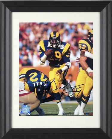 Eric Dickerson Autographed Los Angeles Rams NFL Licensed 8 x 10 Photograph #29 imperfect Custom Framing- COA (HOF)-Powers Sports Memorabilia