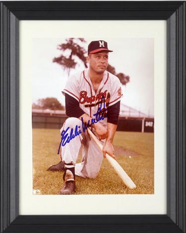 Eddie/Ed Mathews Autographed Milwaukee Braves MLB Licensed 8 x 10 Photograph Custom Framing- COA (HOF/512 HR/9X AS)-Powers Sports Memorabilia