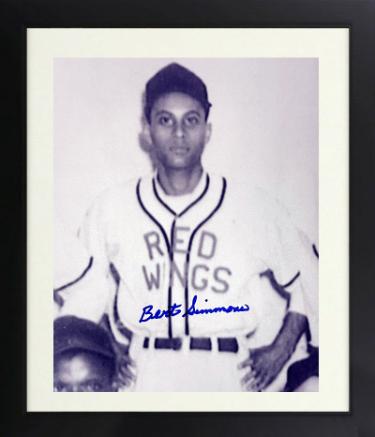 Bert/Hubert Simmons Autographed Greensboro Red Wings B&W Negro League 8 x 10 Photograph imperfect Custom Framing- COA/Show Ticket-Powers Sports Memorabilia