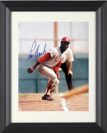 Lou Brock Autographed St. Louis Cardinals MLB Licensed 8 x 10 Photograph Custom Framing- COA (HOF)-Powers Sports Memorabilia