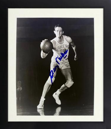 George Mikan Autographed Minneapolis Lakers Vintage 8 x 10 Photograph imperfect Custom Framing- COA (HOF)-Powers Sports Memorabilia