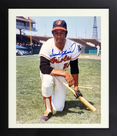 Frank Robinson Autographed Baltimore Orioles MLB Licensed 8 x 10 Photograph imperfect Custom Framing- COA (HOF/Triple Crown)-Powers Sports Memorabilia