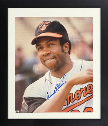 Frank Robinson Autographed Baltimore Orioles MLB Licensed 8 x 10 Photograph imperfect Custom Framing- COA (HOF/Triple Crown) - CTBL_f43227-Powers Sports Memorabilia