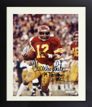 Charles White Autographed USC Trojans 8 x 10 Photograph Custom Framing 79 Heisman- Sports World Authentication #A47638-Powers Sports Memorabilia