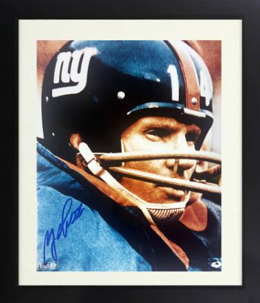 YA (Y.A.) Tittle Autographed New York Giants Color 8 x 10 Photograph imperfect Custom Framing- COA/CSA Show Ticket-Powers Sports Memorabilia