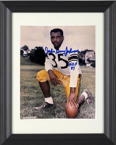 John Henry Johnson Autographed Pittsburgh Steelers 8 x 10 Photograph HOF 87 imperfect Custom Framing- COA-Powers Sports Memorabilia