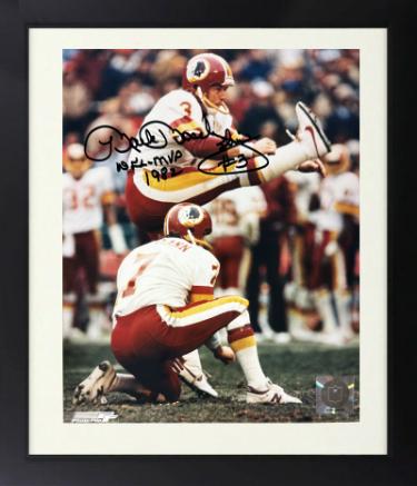 Mark Moseley Autographed Washington NFL Licensed 8 x 10 Photograph Custom Framing #3 NFL MVP 1982 imperfect- COA/Show Ticket-Powers Sports Memorabilia