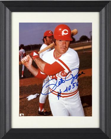Pete Rose Autographed Cincinnati Reds 8 x 10 Photograph #4256 Custom Framing- Tuff Stuff LOA (Big Red Machine)-Powers Sports Memorabilia