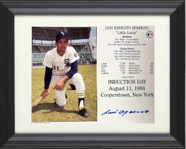 Luis Aparicio Autographed Chicago White Sox MLB Licensed Hall of Fame Induction Day 8 x 10 Photograph/Card Custom Framing- COA-Powers Sports Memorabilia