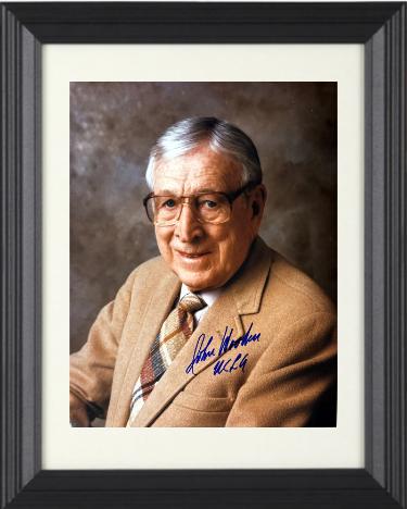 John Wooden Autographed 8 x 10 Photograph UCLA minor dings Custom Framing- COA (UCLA Bruins/Coach/HOF)-Powers Sports Memorabilia