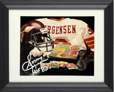 Sonny Jurgensen Autographed Washington Football Collage 8 x 10 Photograph minor dings HOF 83 Custom Framing- Tuff Stuff LOA/Show Ticket-Powers Sports Memorabilia