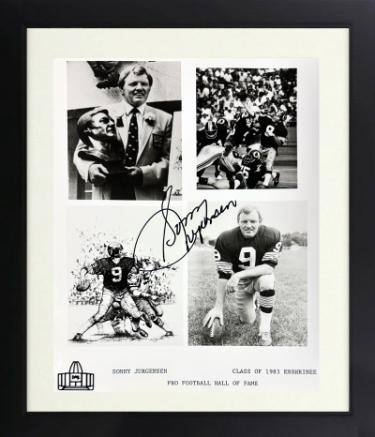 Sonny Jurgensen Autographed Class of 1983 Enshrinee Pro Football Hall of Fame 8 x 10 Photograph imperfect Custom Framing- COA-Powers Sports Memorabilia