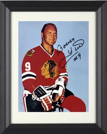 Bobby Hull Autographed Chicago Blackhawks 8 x 10 Photograph #9 minor dings Custom Framing- COA (HOF)-Powers Sports Memorabilia