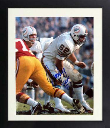 Jim Langer Autographed Miami Dolphins NFL Licensed 8 x 10 Photograph HOF 87 minor dings Custom Framing- COA/Show Ticket-Powers Sports Memorabilia