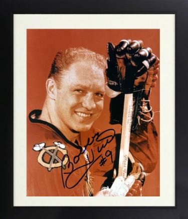 Bobby Hull Autographed Chicago Blackhawks 8 x 10 Photograph #9 minor dings Custom Framing- Tuff Stuff COA (HOF/The Golden Jet)-Powers Sports Memorabilia
