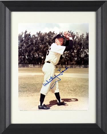 Whitey Ford Autographed New York Yankees 8 x 10 Photograph minor dings Custom Framing- COA (HOF/6X WS Champ)-Powers Sports Memorabilia