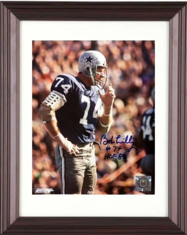 Bob Lilly Autographed Dallas Cowboys NFL Licensed 8 x 10 Photograph #74 HOF 80 imperfect Custom Framing- COA/Show Ticket-Powers Sports Memorabilia
