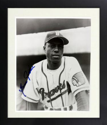 Sam Jethroe Autographed Boston Braves Vintage B&W 8 x 10 Photograph minor dings Custom Framing- Stacks of Plaques COA (ROY 1950)-Powers Sports Memorabilia