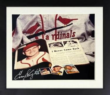 Enos Slaughter Autographed St. Louis Cardinals Collage 8 x 10 Photograph minor dings Custom Framing- COA (HOF)-Powers Sports Memorabilia