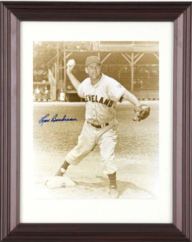 Lou Boudreau Autographed Cleveland Sepia Tone Vintage 8 x 10 Photograph Custom Framing- COA (HOF)-Powers Sports Memorabilia