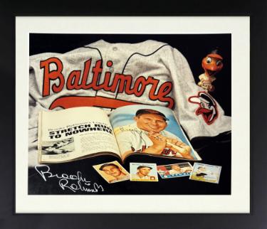 Brooks Robinson Autographed Baltimore Orioles 8 x 10 Photograph minor dings Custom Framing- Collector's Showcase COA/Show Ticket/Photograph (HOF)-Powers Sports Memorabilia