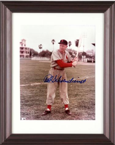 Red Schoendienst Autographed St. Louis Cardinals MLB Licensed 8 x 10 Photograph minor dings Custom Framing- COA (HOF)-Powers Sports Memorabilia