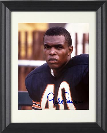 Gale Sayers Autographed Chicago Bears 8 x 10 Photograph minor dings Custom Framing- NFL Alumni LOA (HOF/ROY)-Powers Sports Memorabilia