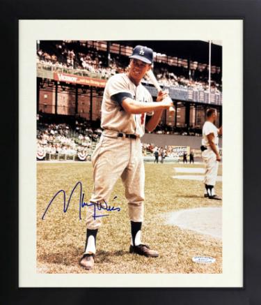 Maury Wills Autographed Los Angeles Dodgers MLB Licensed 8 x 10 Photograph minor dings Custom Framing- Sports World Collectibles #A28331-Powers Sports Memorabilia